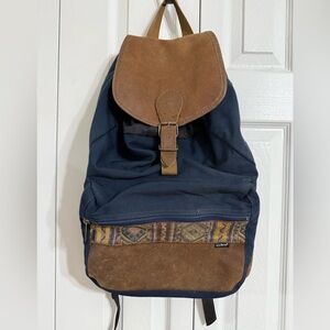 Vintage 90s L.L. Bean Town. & Campus Rucksack Nylon Leather Trim Backpack